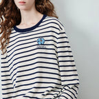 Striped Graphic Long-Sleeve Knit Top
