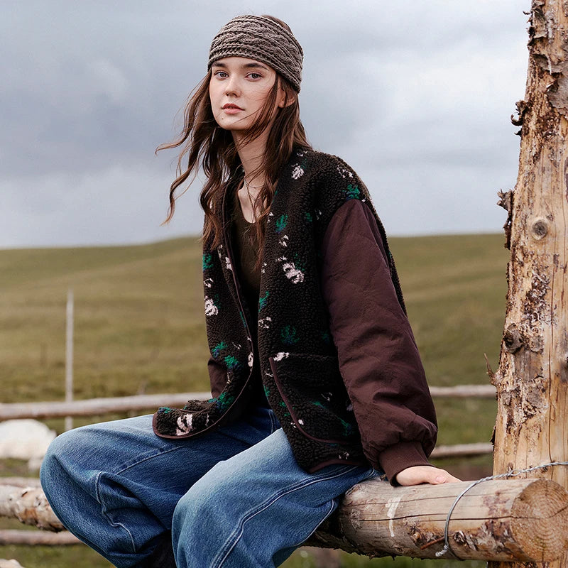 Floral Paneled Bomber Jacket