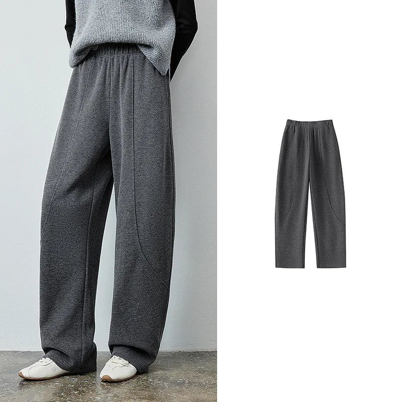 Elastic-Waist Curved-Leg Pants