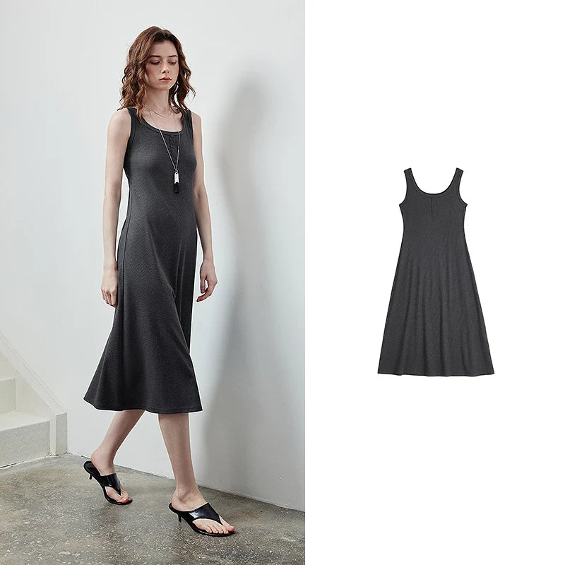 Sleeveless A-Line Midi Dress