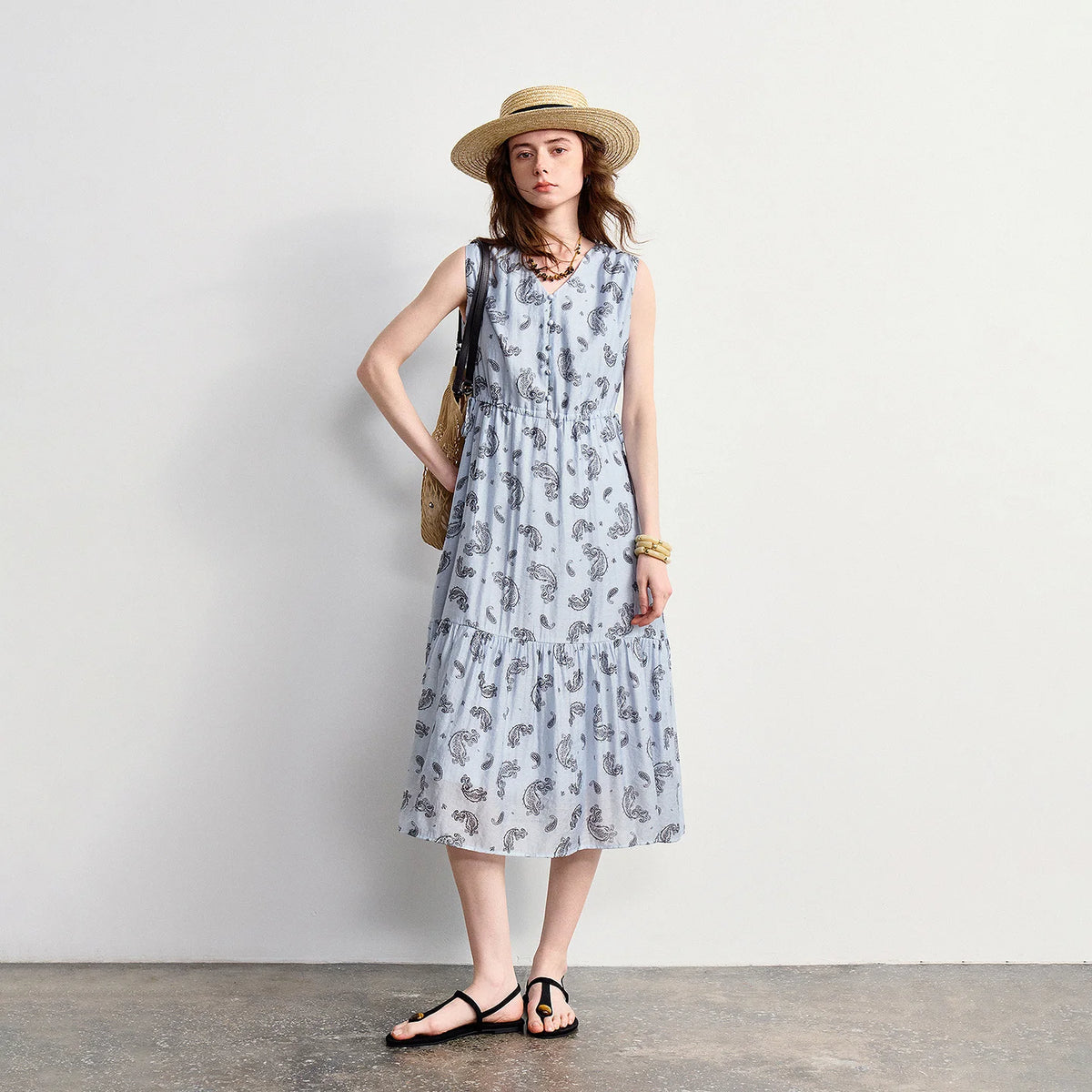 Paisley Sleeveless Midi Dress