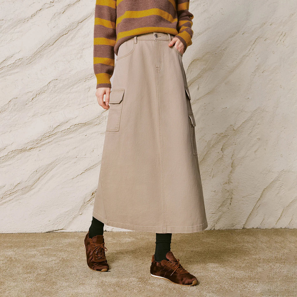 Back-Slit A-Line Skirt