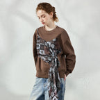 Layered-Look Wrap-Detail Sweatshirt