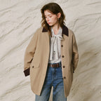 Contrast-Collar Patch-Pocket Coat