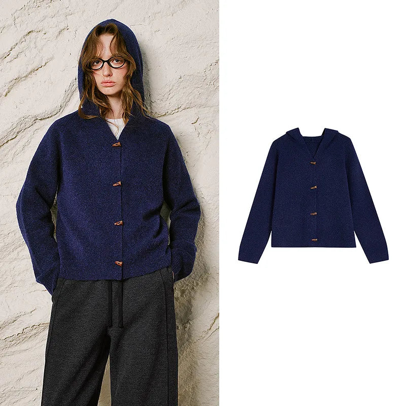 Toggle-Front Hooded Cardigan