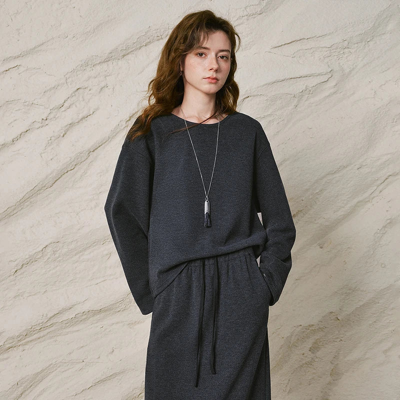 Sweatshirt and Midi Skirt Set