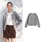 Cropped Cable-Knit Cardigan