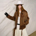 Fringe-Detail Zip Jacket