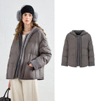 Layered-Look Hooded Puffer Jacket