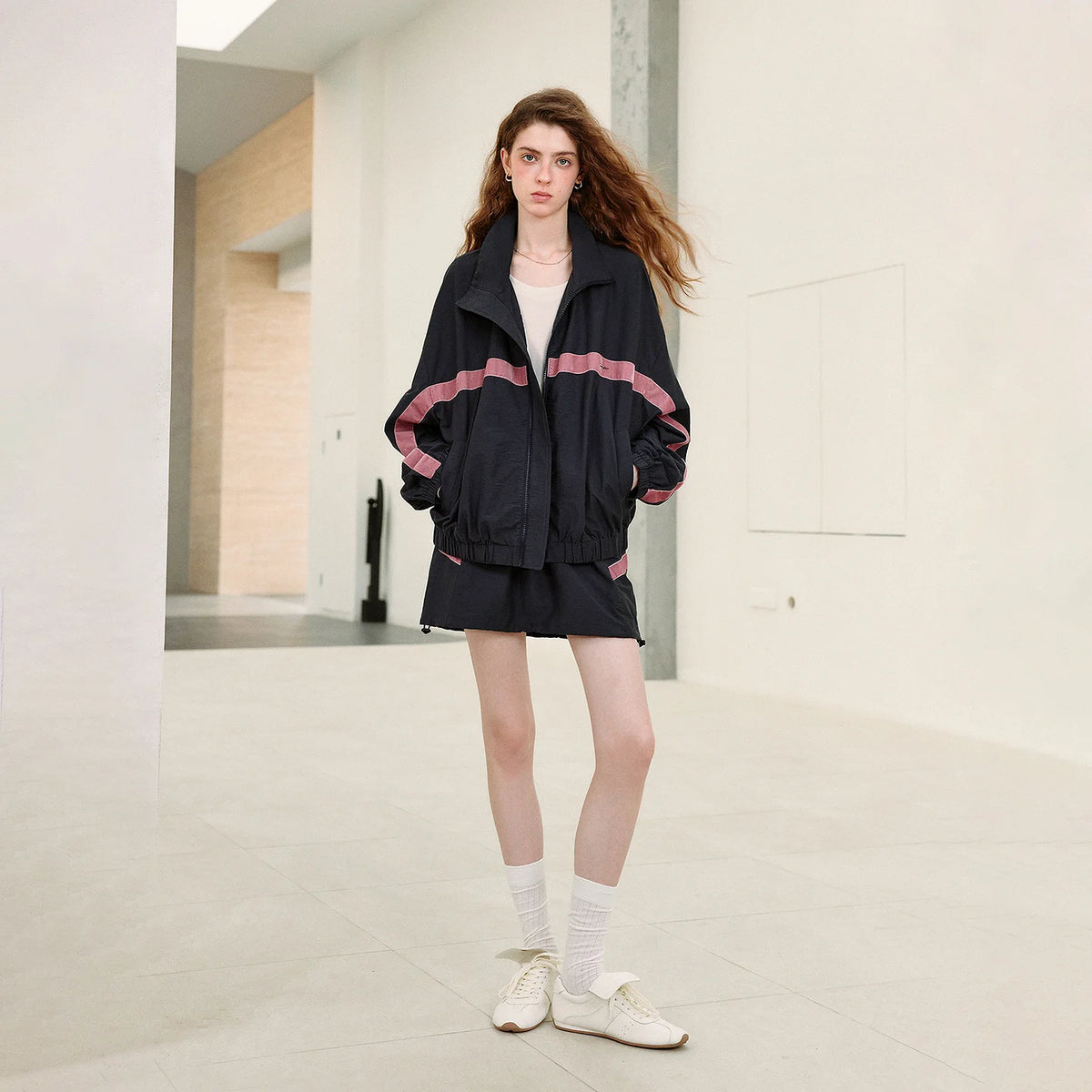 Colorblock Track Jacket and Skirt Set