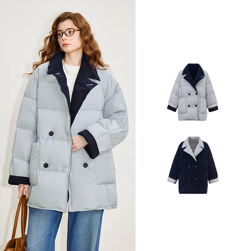 Contrast-Collar Quilted Jacket