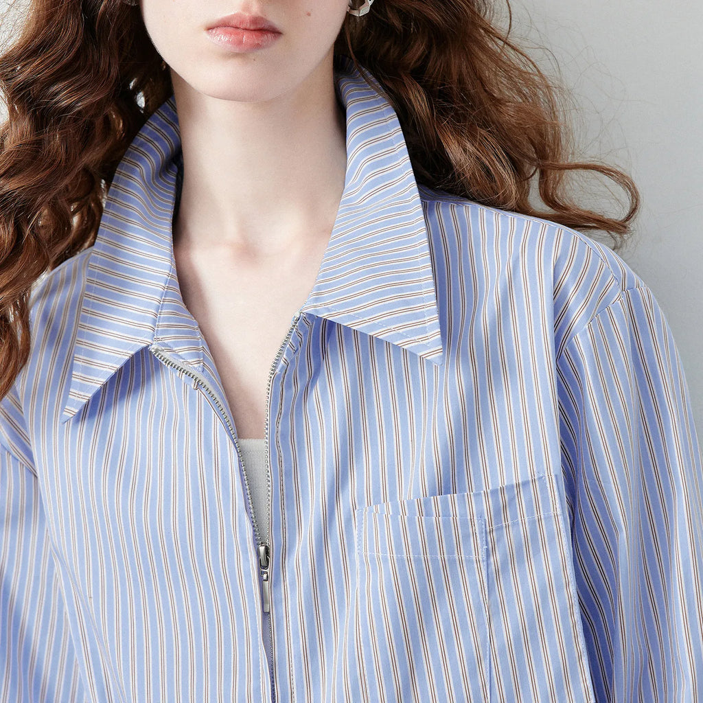 Striped Relaxed Button-Up Shirt