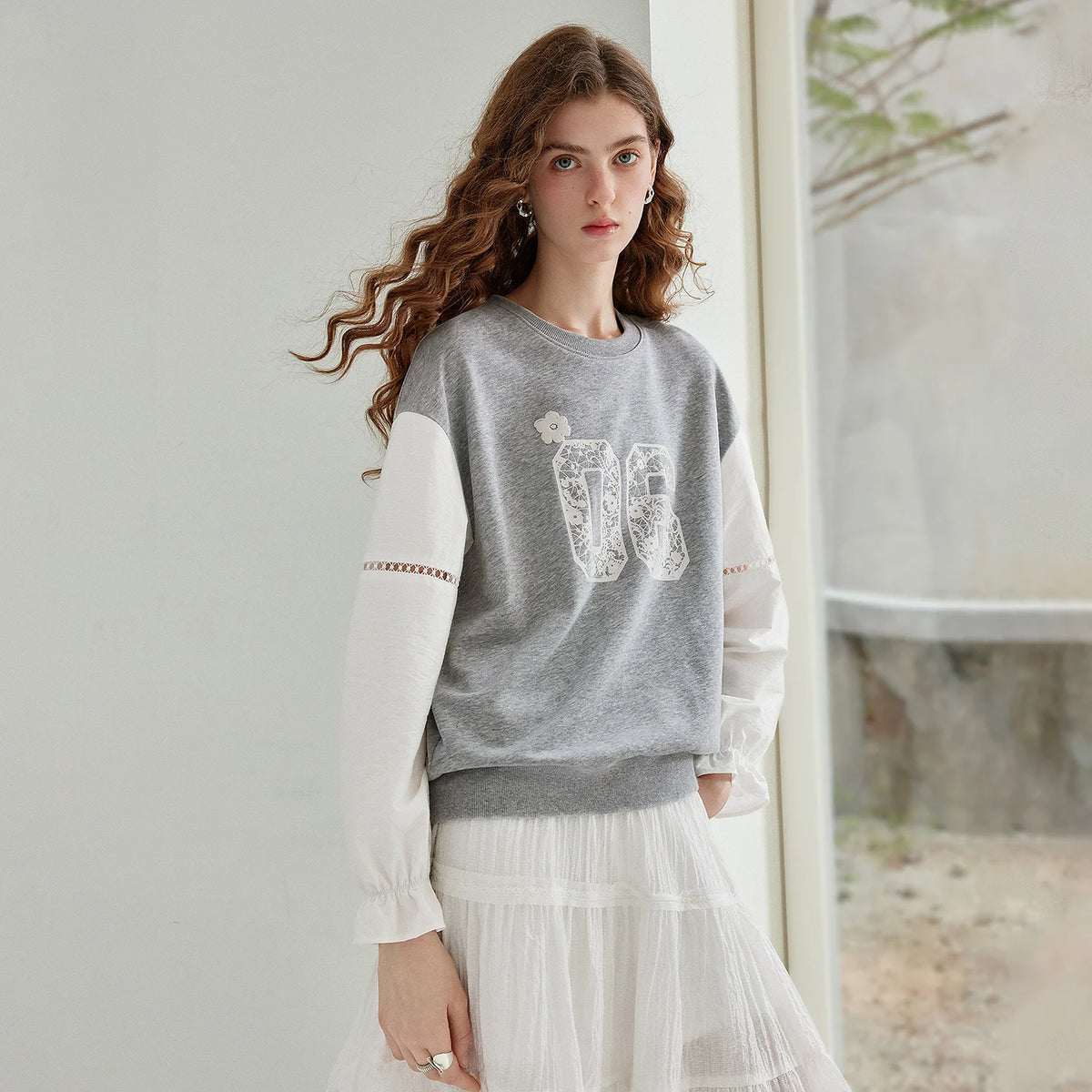 Layered-Look Number-Graphic Sweatshirt