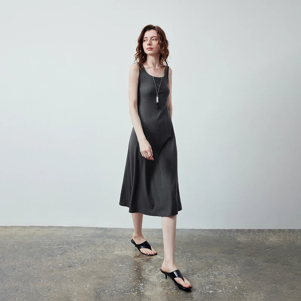 Sleeveless A-Line Midi Dress