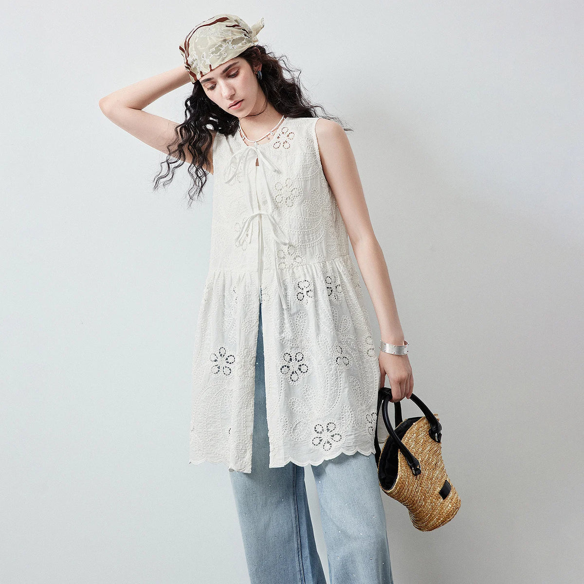 Tie-Front Sleeveless Tunic