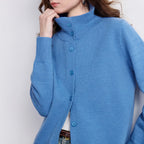 Button-Front Collared Cardigan