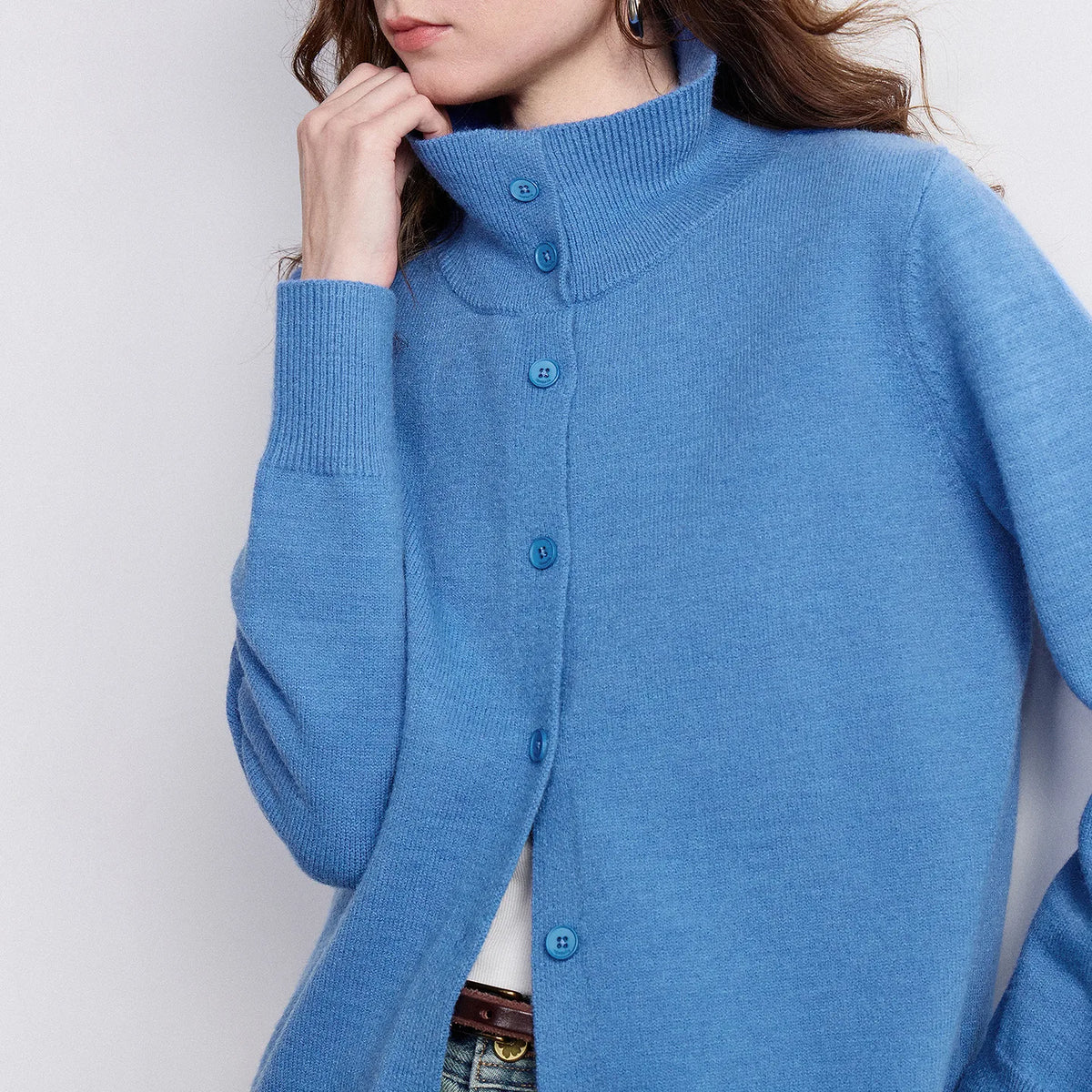 Button-Front Collared Cardigan