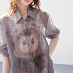 Graphic Button-Front Relaxed Shirt