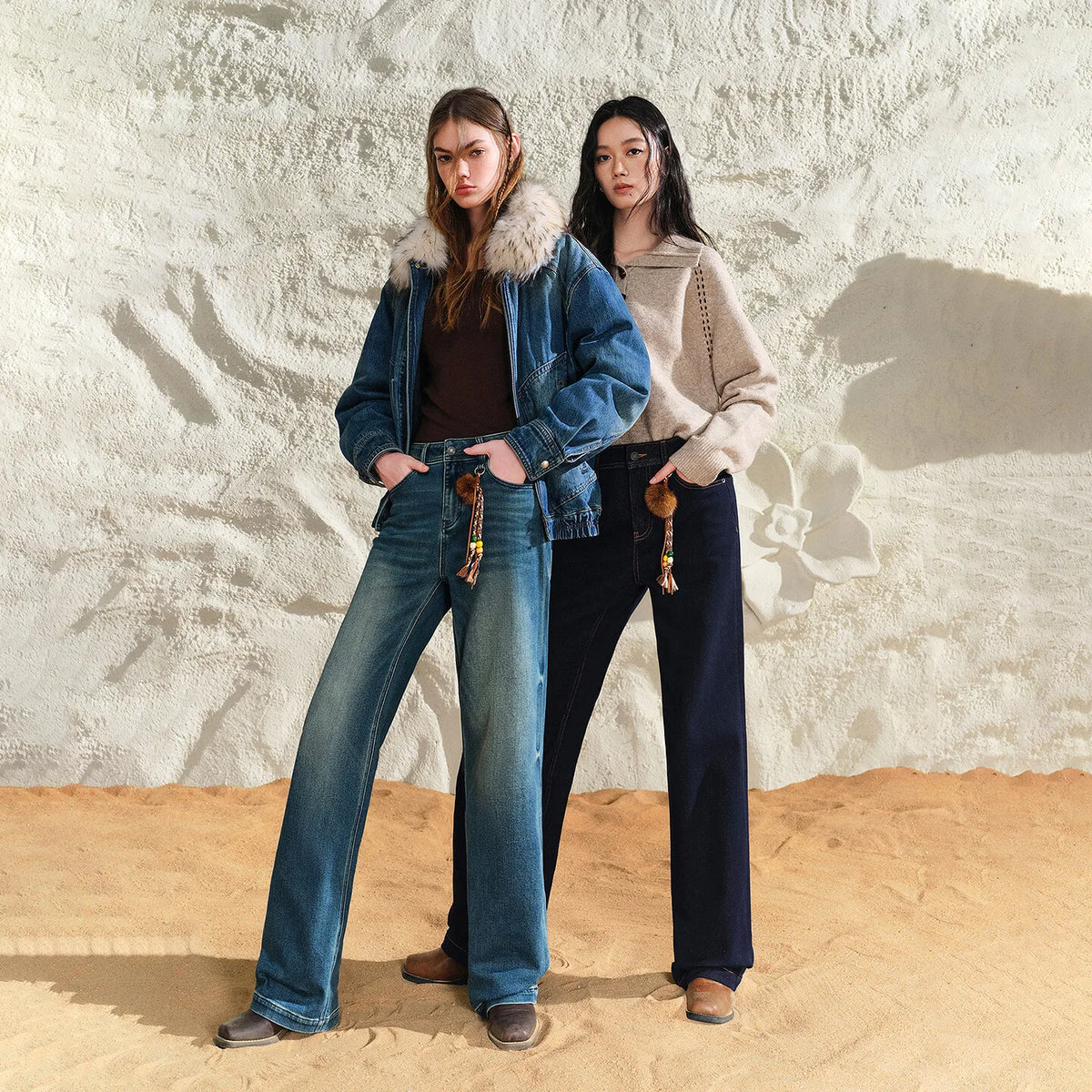 Straight-Leg Washed Jeans