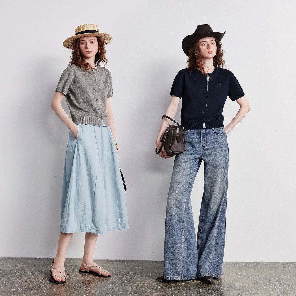 Layered-Look Short-Sleeve Cardigan