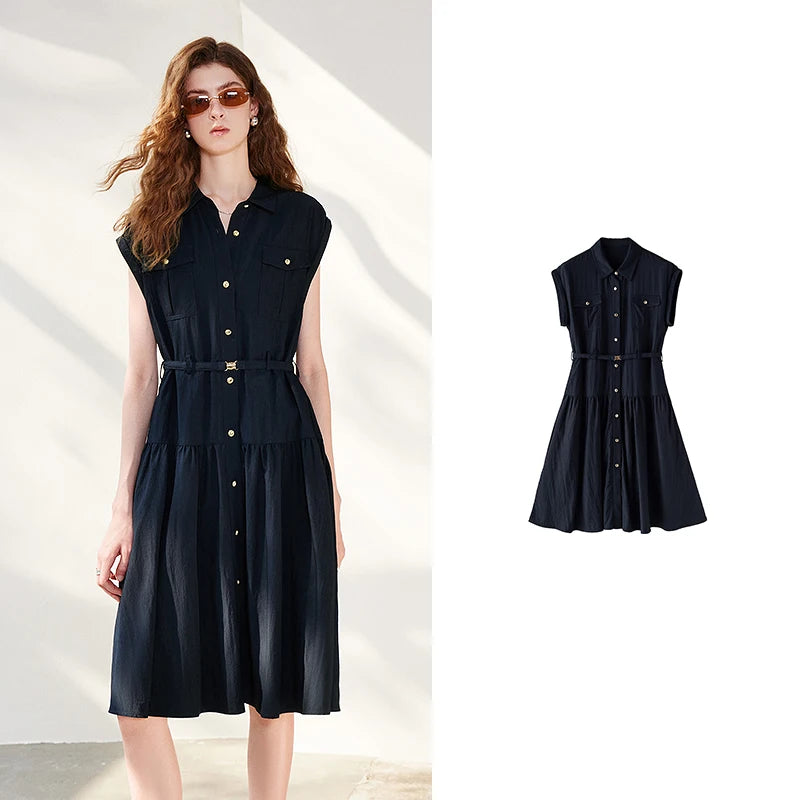 Sleeveless Button-Front Midi Dress