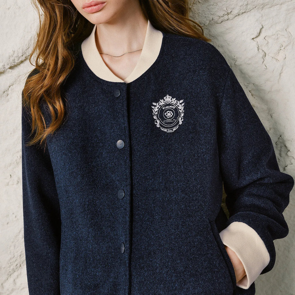 Badge-Detail Varsity Jacket