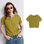 Short-Sleeve Crewneck Cardigan