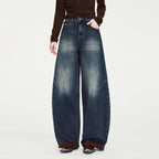 Paneled Barrel-Leg Jeans