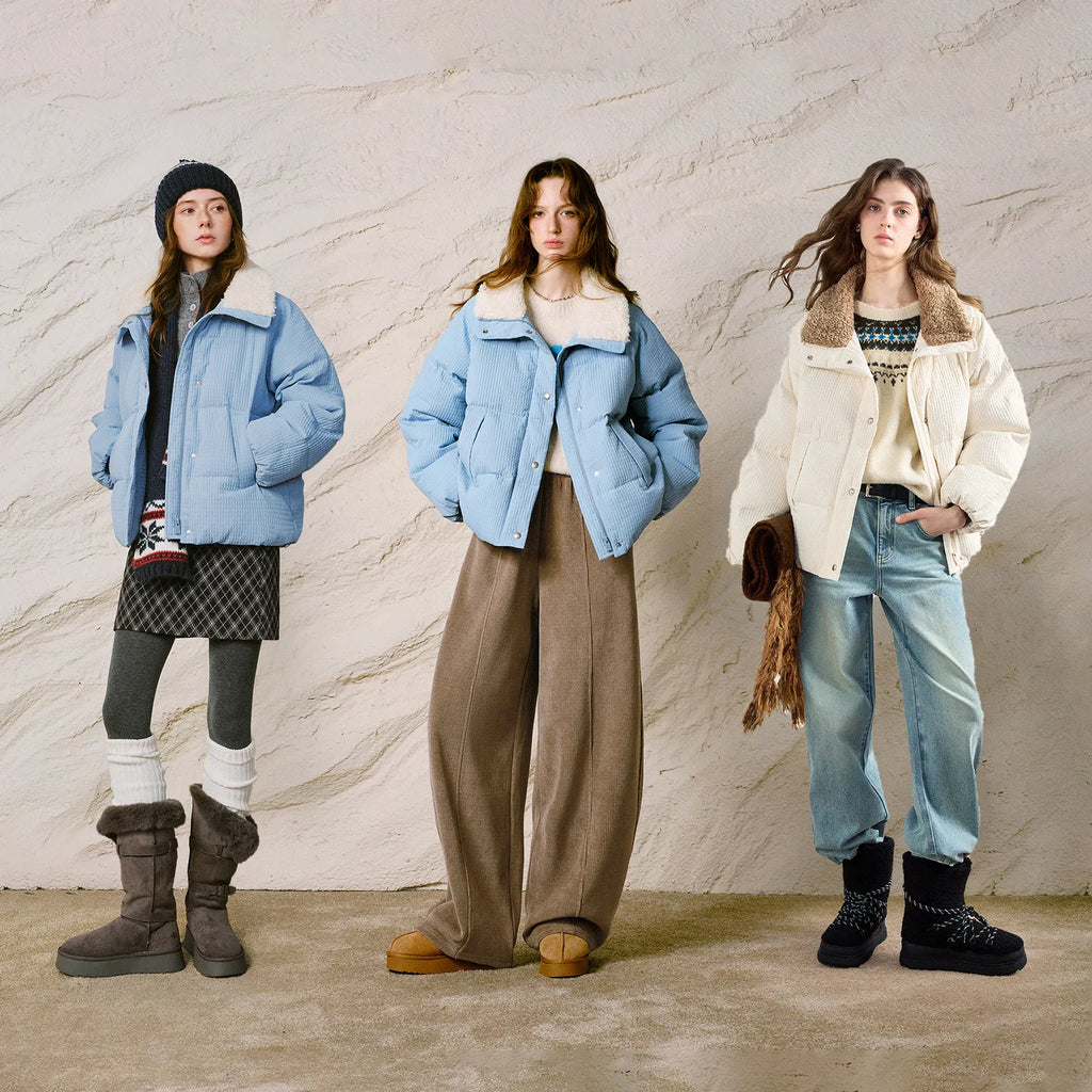 Textured-Collar Puffer Jacket