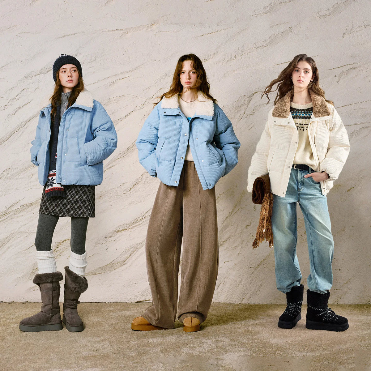 Textured-Collar Puffer Jacket