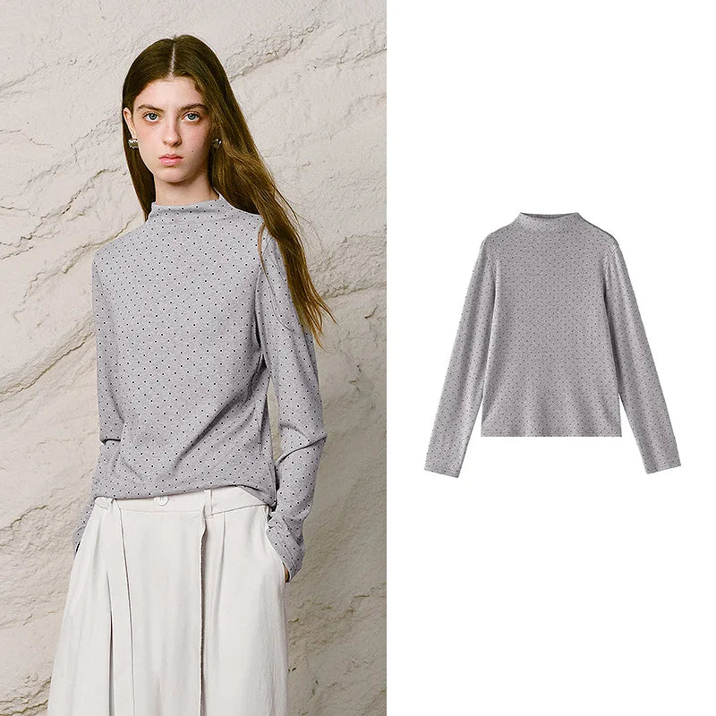 Polka-Dot Mock-Neck Top