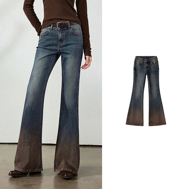 Gradient-Wash Flared Jeans