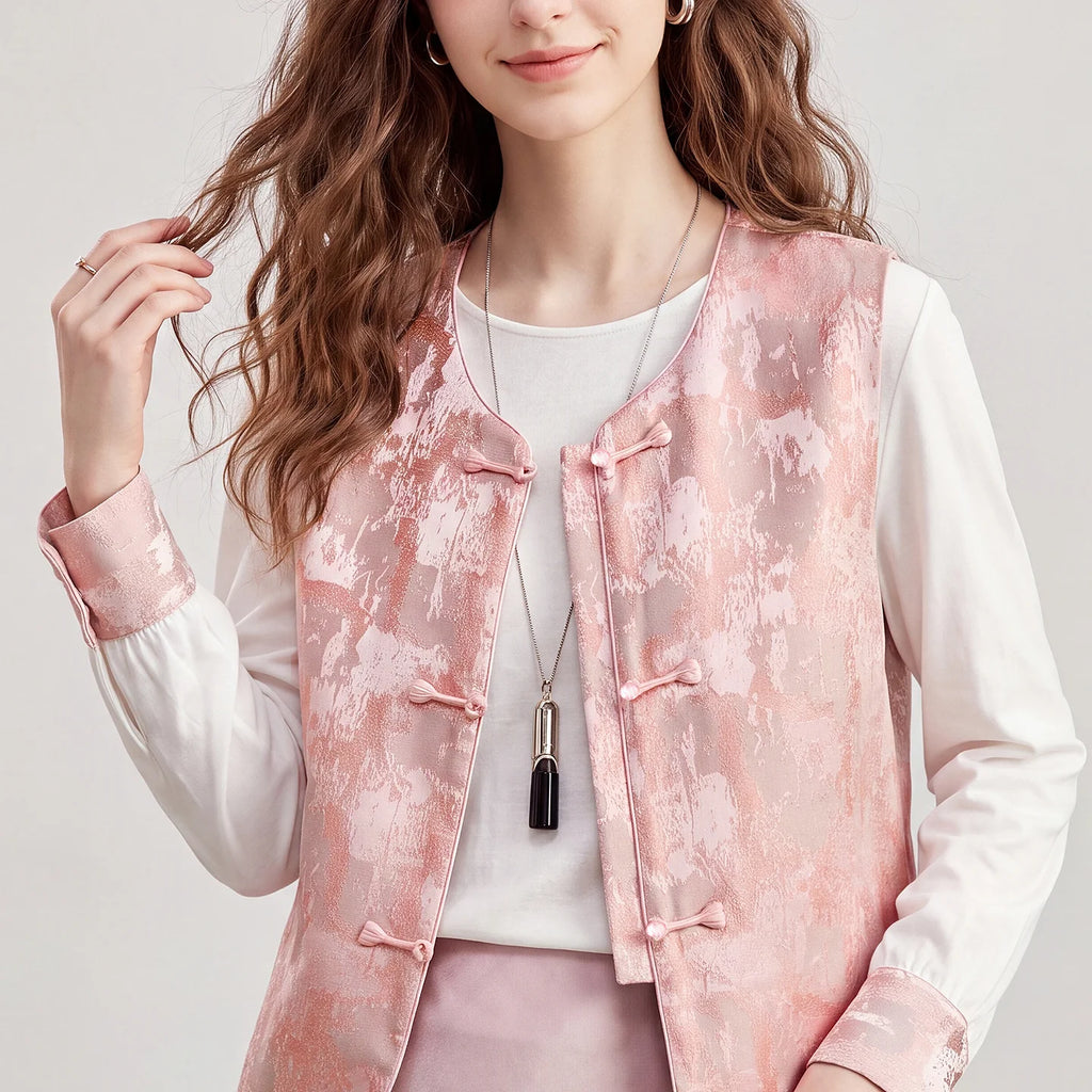 Textured Vest and Blouse Set