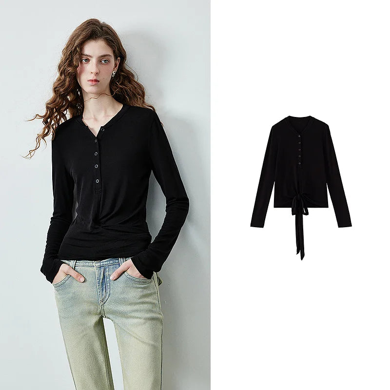 V-Neck Long-Sleeve Henley