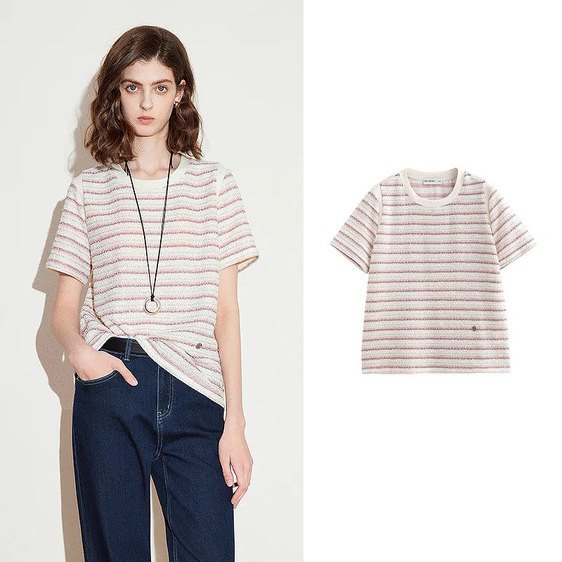 Striped Short-Sleeve Knit Top