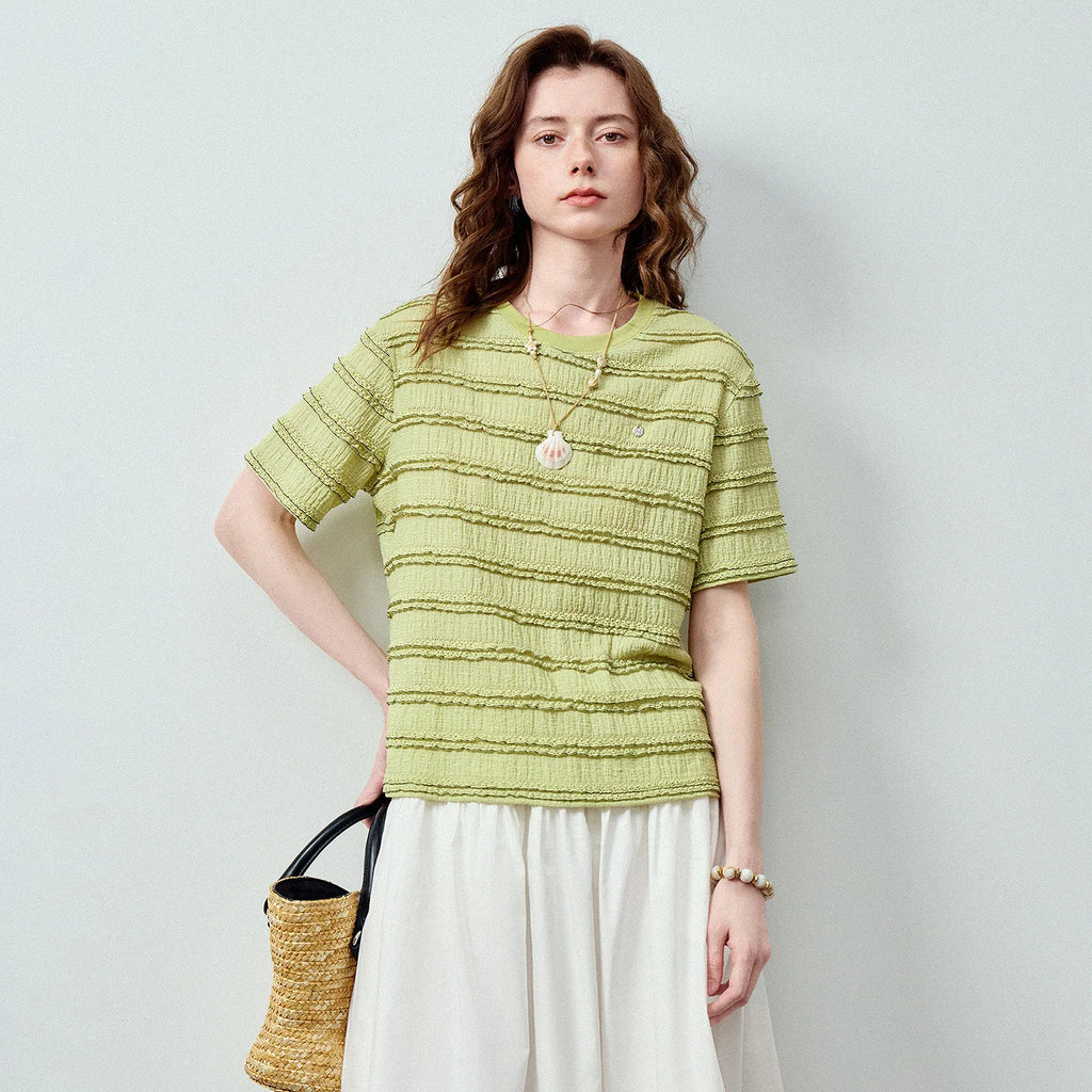 Textured Striped Knit Tee