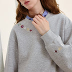 Floral-Detail Crewneck Sweatshirt