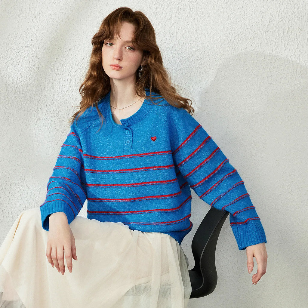 Striped Henley Knit Top