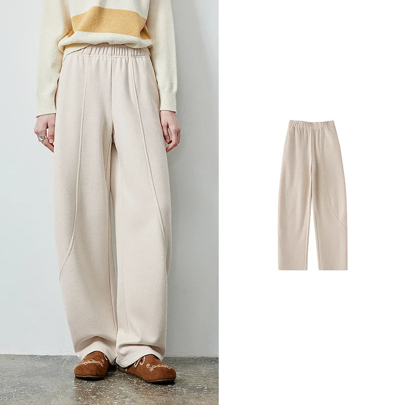 Elastic-Waist Curved-Leg Pants