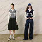 Layered-Look Striped Knit Top