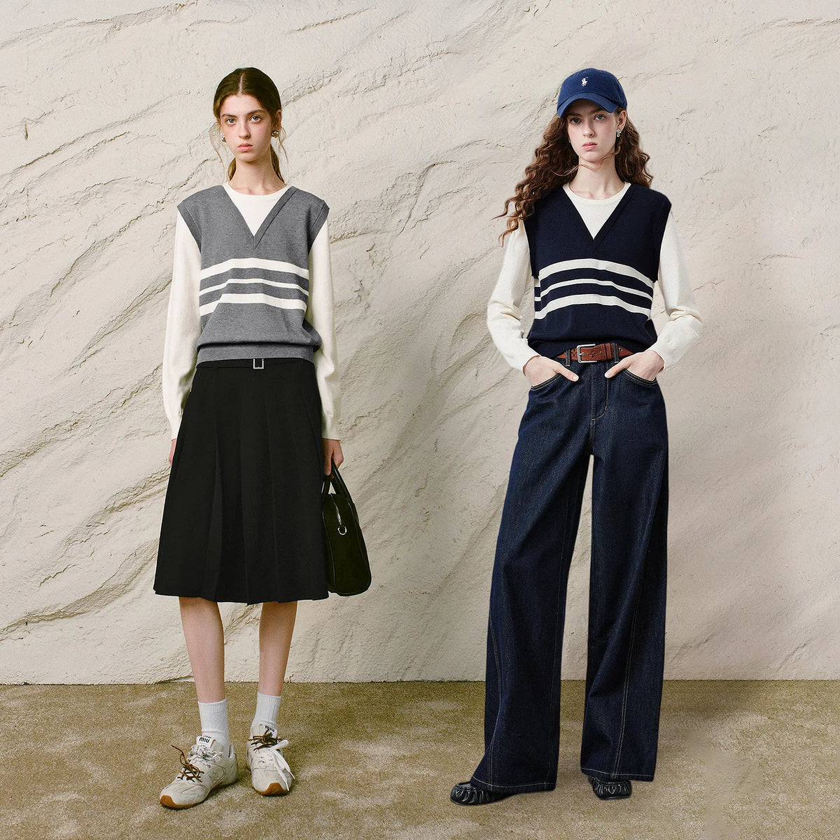 Layered-Look Striped Knit Top
