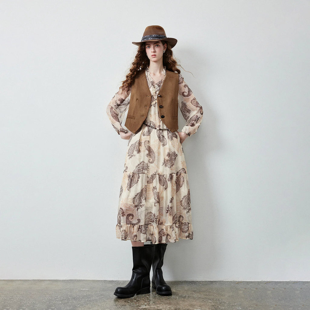 Printed Tiered Midi Dress