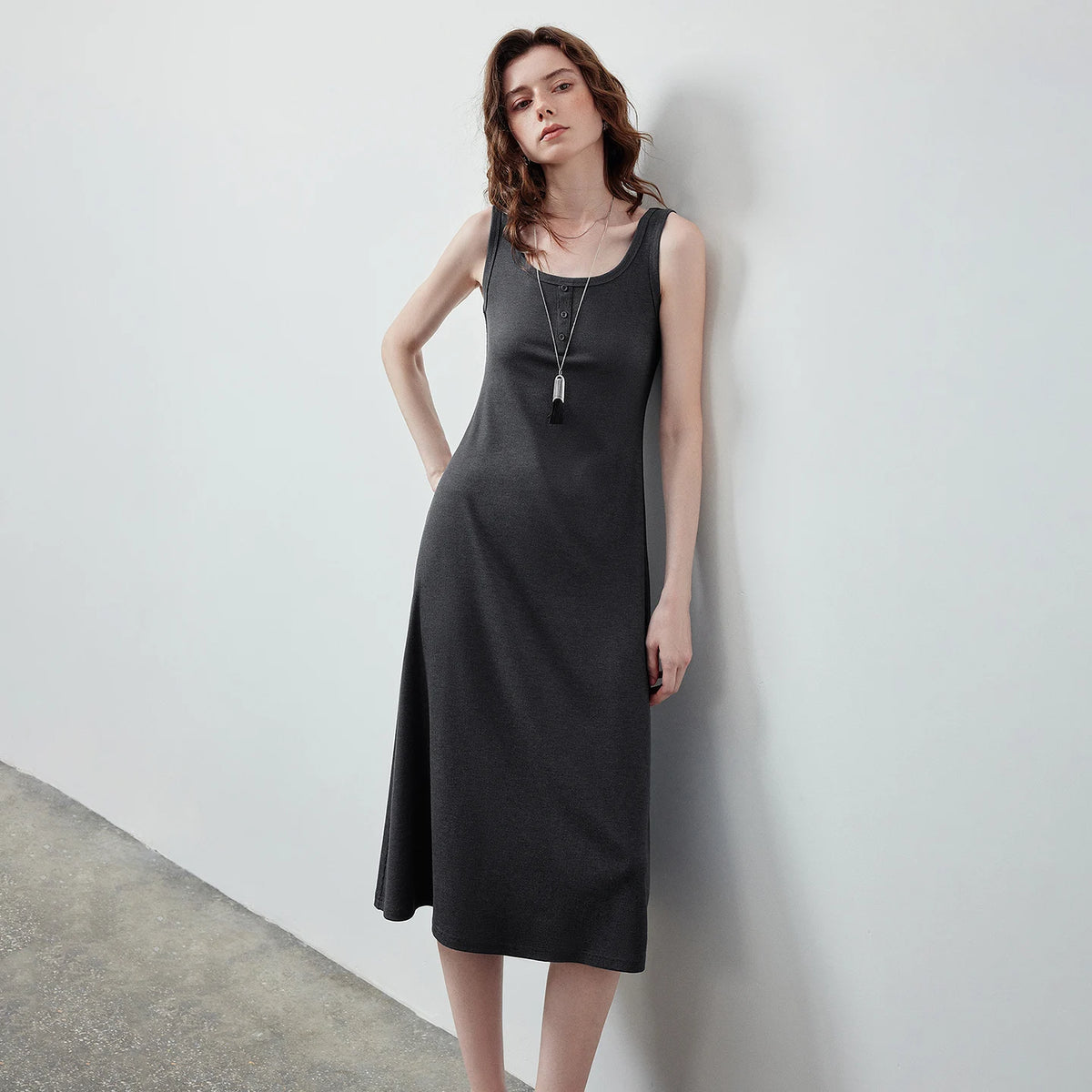 Sleeveless A-Line Midi Dress