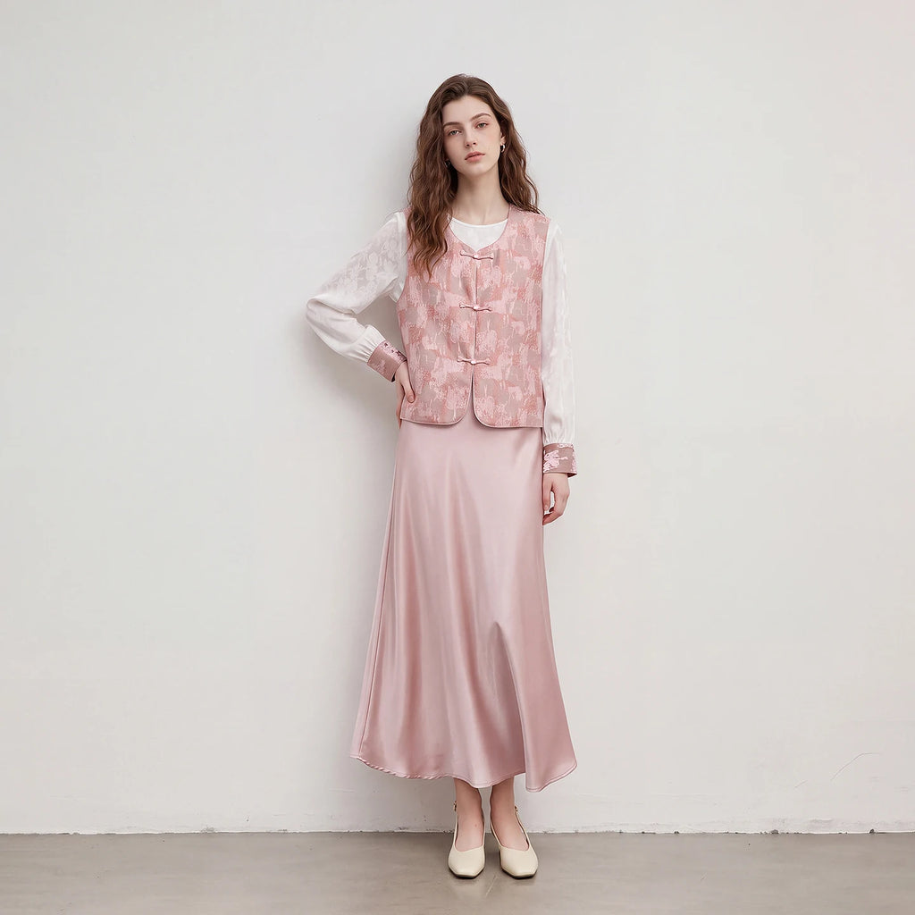 Textured Vest and Blouse Set