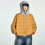 Collarless Zip Puffer Jacket