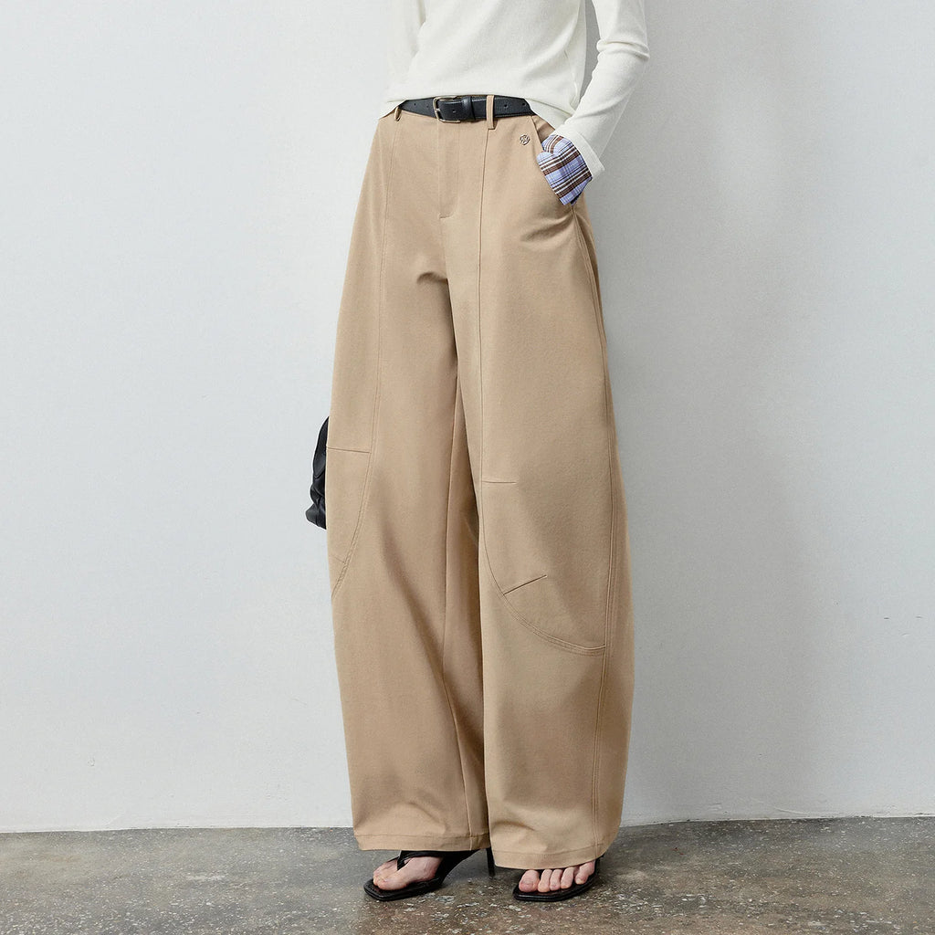 Curved-Seam Casual Pants
