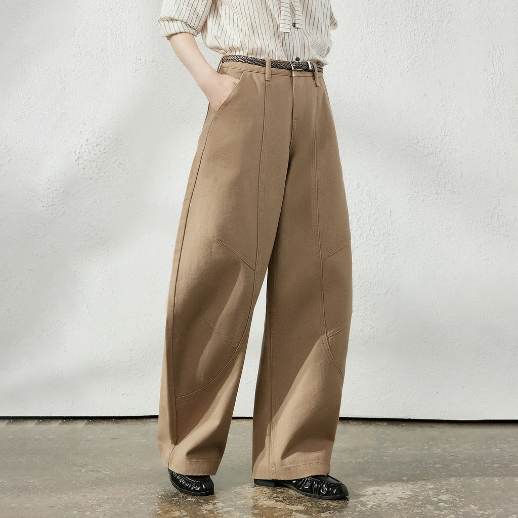 Curved-Seam Wide-Leg Pants