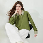 Layered-Look Striped-Collar Sweatshirt