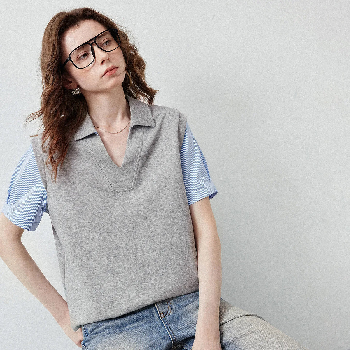 Layered-Look Polo Top