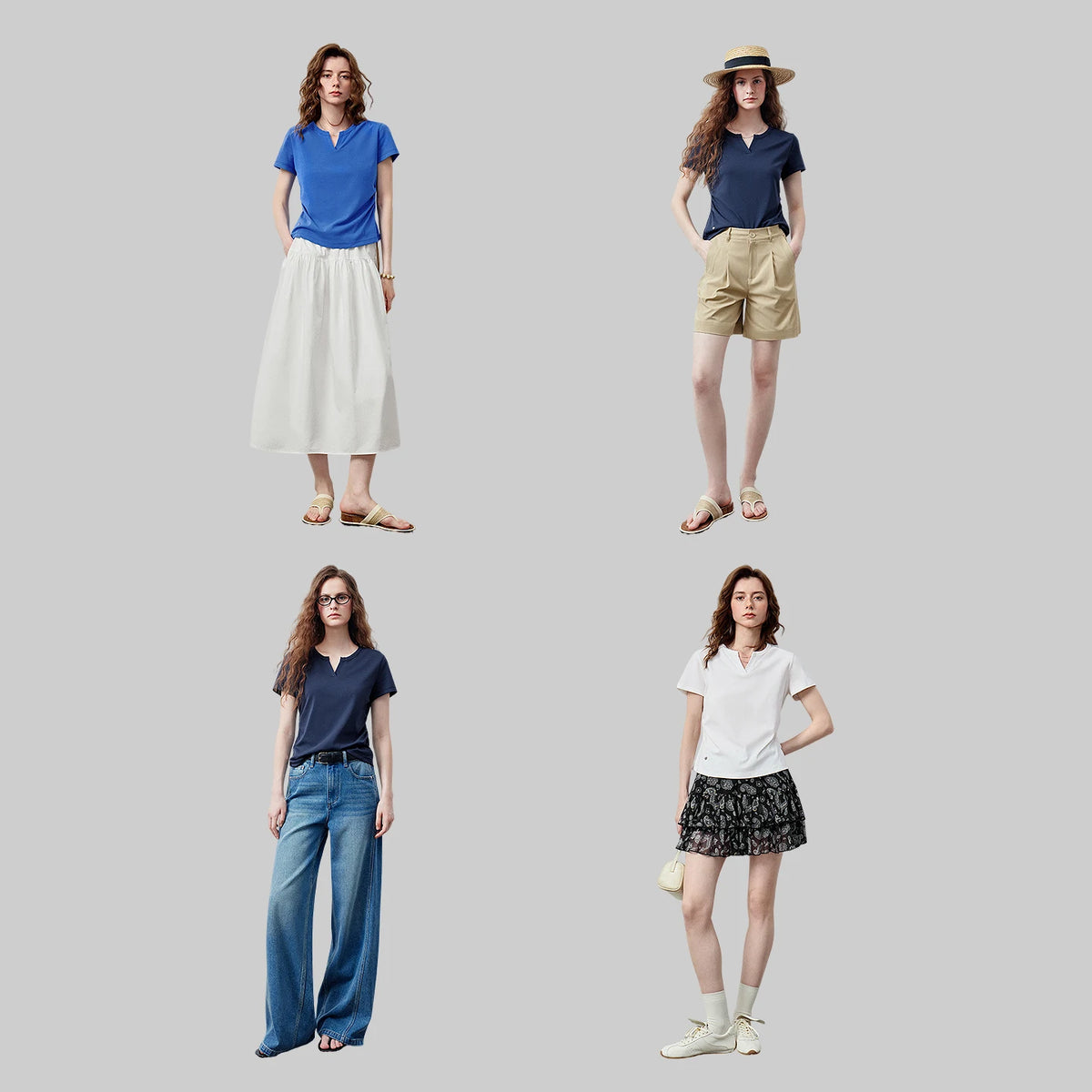 Notched-Neck Short-Sleeve Tee
